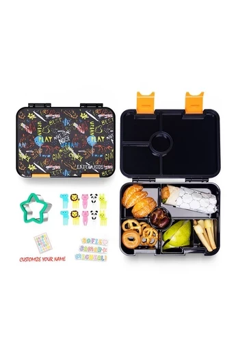 6 & 4 Convertible Bento Lunch Box with Lunch Bag and Sandwich Cutter S