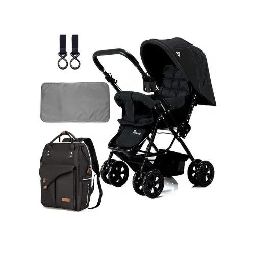 Reversible Look at Me Stroller w/ Diaper Bags - Black