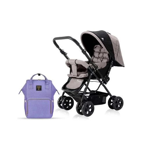 Reversible Look at Me Stroller w/ Diaper Bags - Khaki