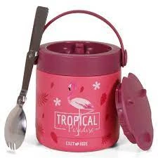 Kids Tropical Stainless Steel Insulated Food Jar - Pink (350ml)