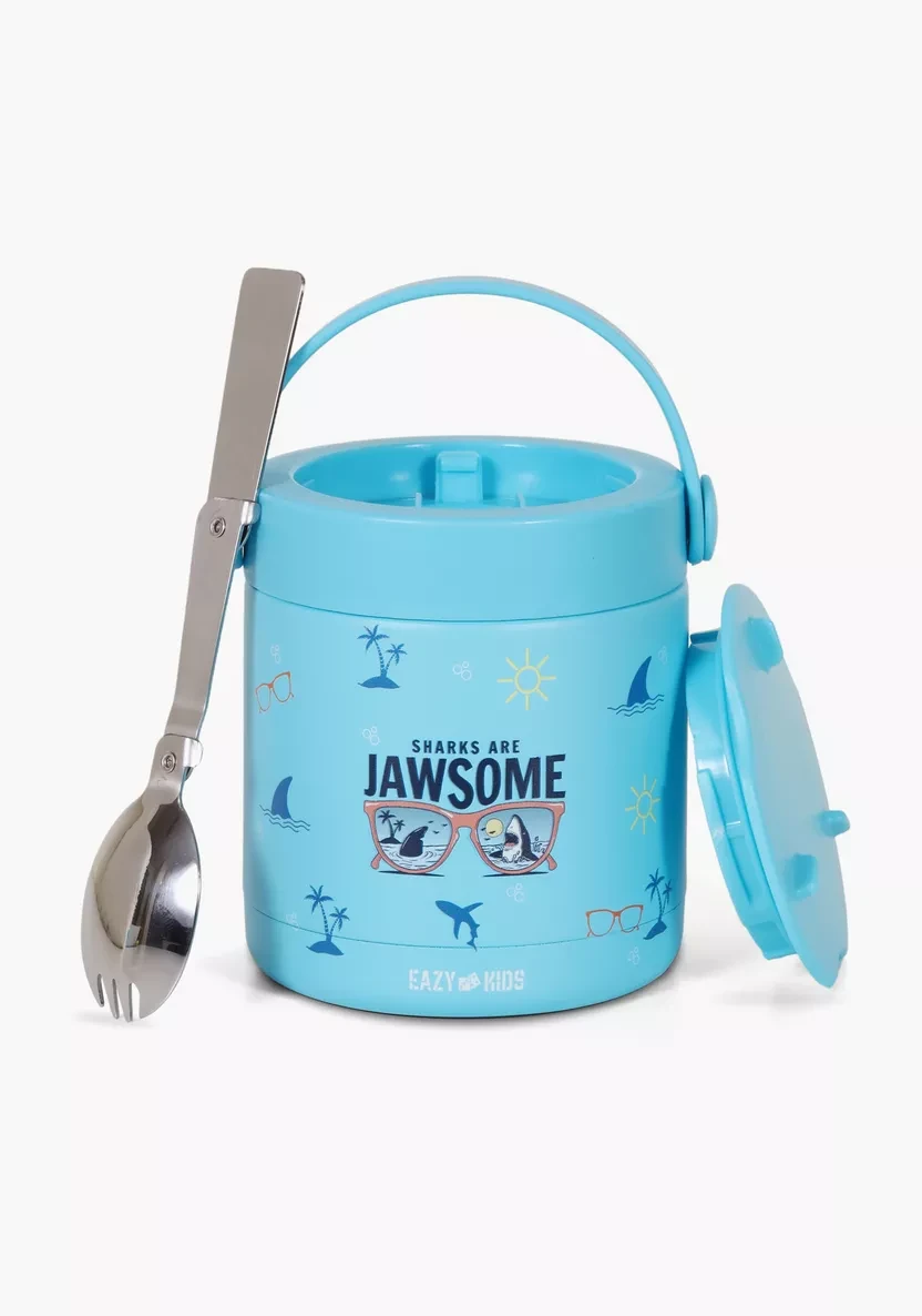 Kids Jawsome Shark Stainless Steel Insulated Food Jar - Blue(350ml)