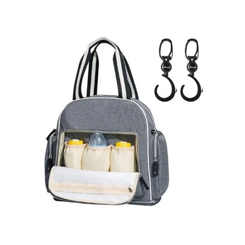 Signature Maternity Diaper bag - Grey + Stroller Hooks