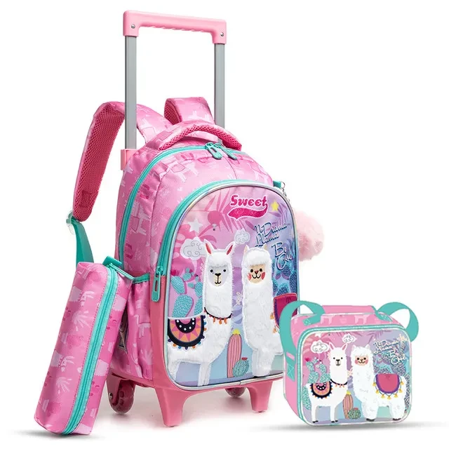 16 Inch Set of 3 Trolley School Bag with Lunch Bag and Pencil Case Lama