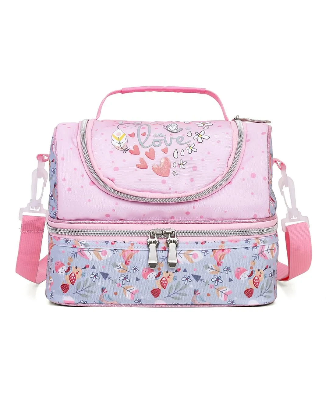Dual Compartment Lunch Bag Love - Pink