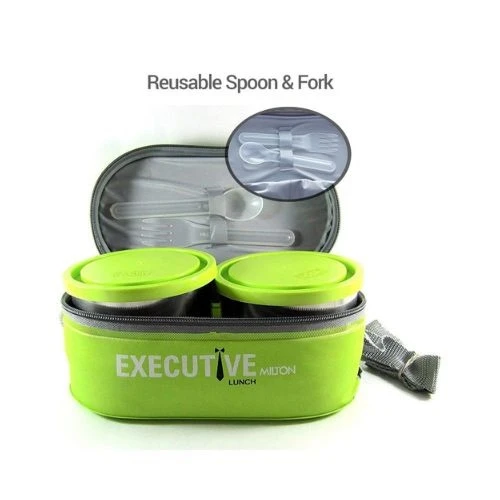Executive Insulated Lunch Box with 3 Containers and Lunch Bag - Green