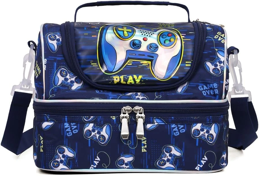Dual Compartment Lunch Bag Gamer - Blue