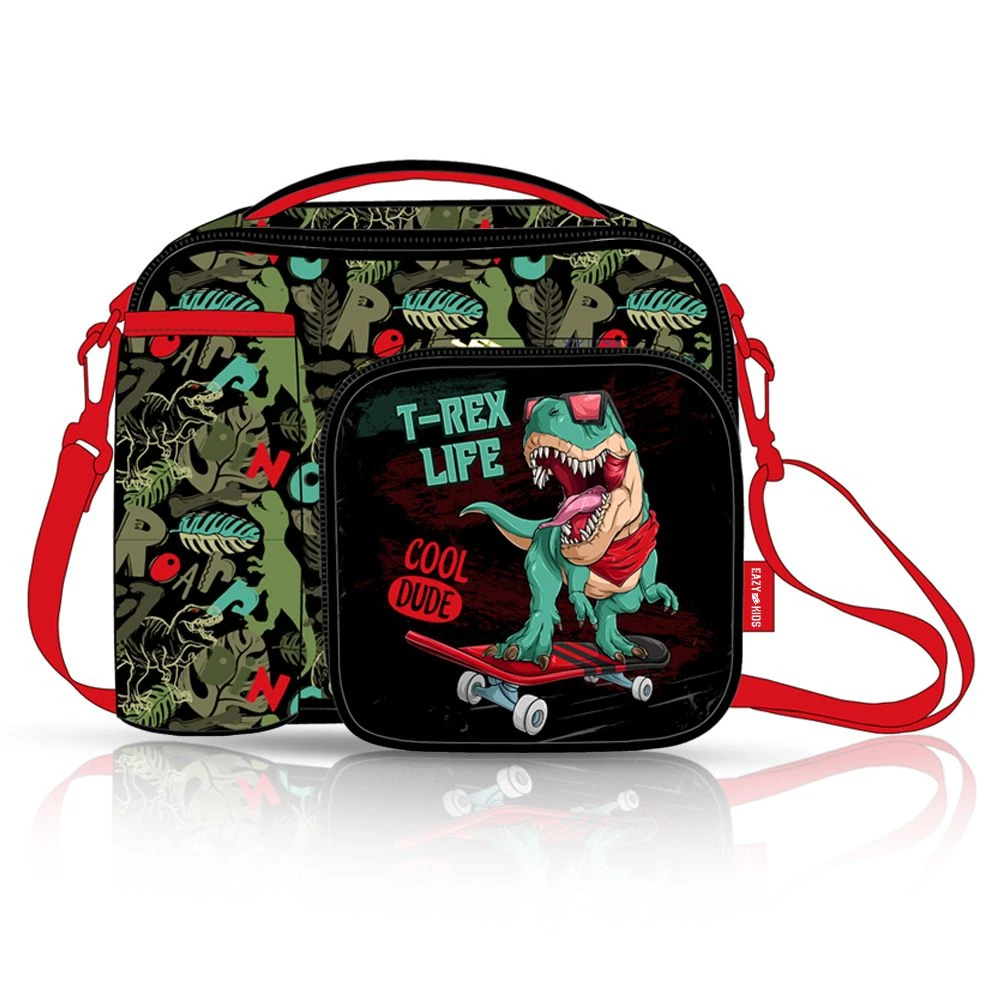 Insulated Kids Lunch Box with Bottle Holder Green