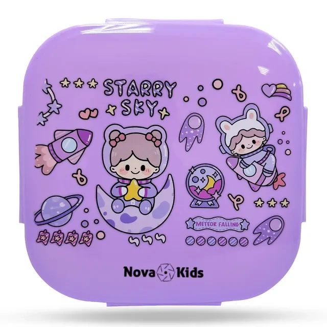 Square 1000ml Bento Lunch Box - Star and Sky Purple