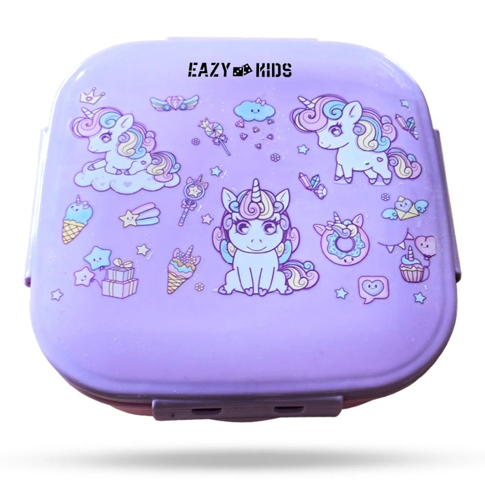 Square 1000ml Bento Lunch Box - Unicorn Purple