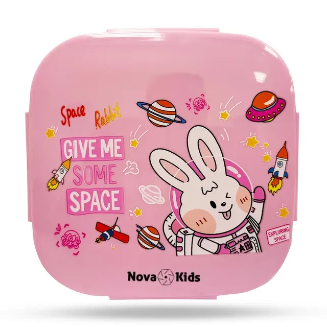 Square 1000ml Bento Lunch Box - Rabbit Pink