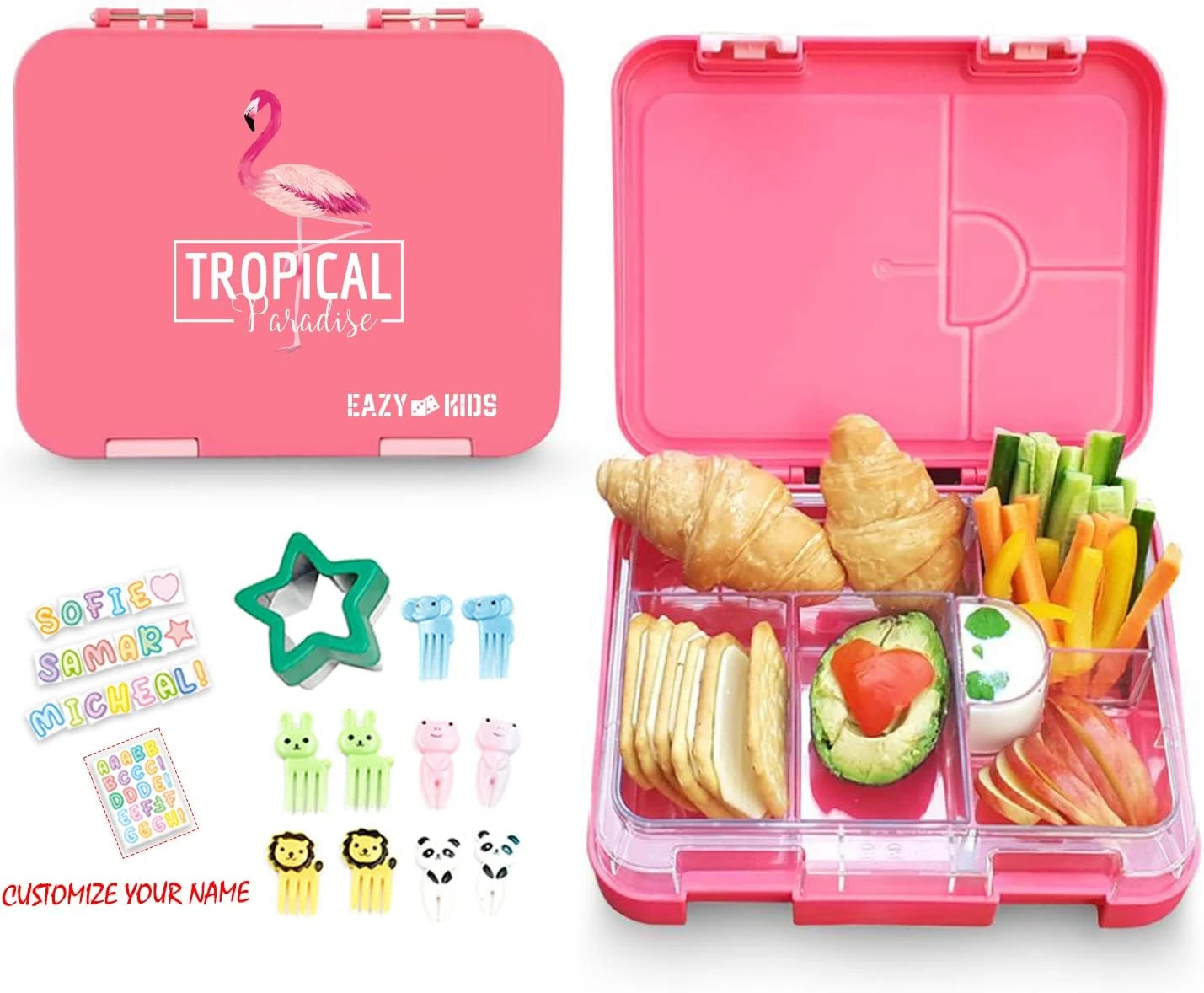 Square 1000ml Bento Lunch Box - Love Pink