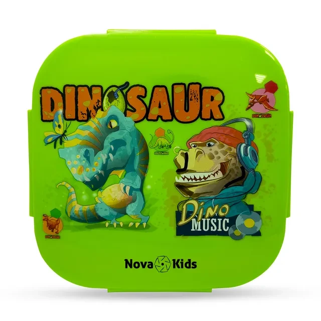Square 1000ml Bento Lunch Box Dino - Green