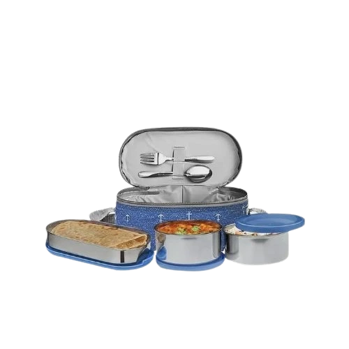 Corporate Lunch 3 Stainless Steel Lunch Box with Lunch Bag, Blue
