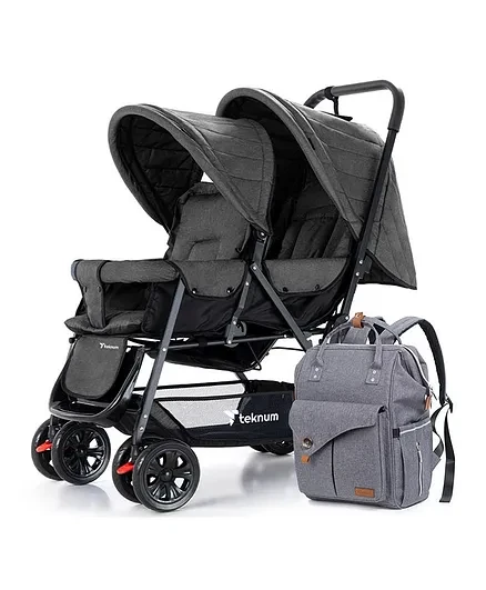 Twin Baby Stroller Combo - Dark Grey