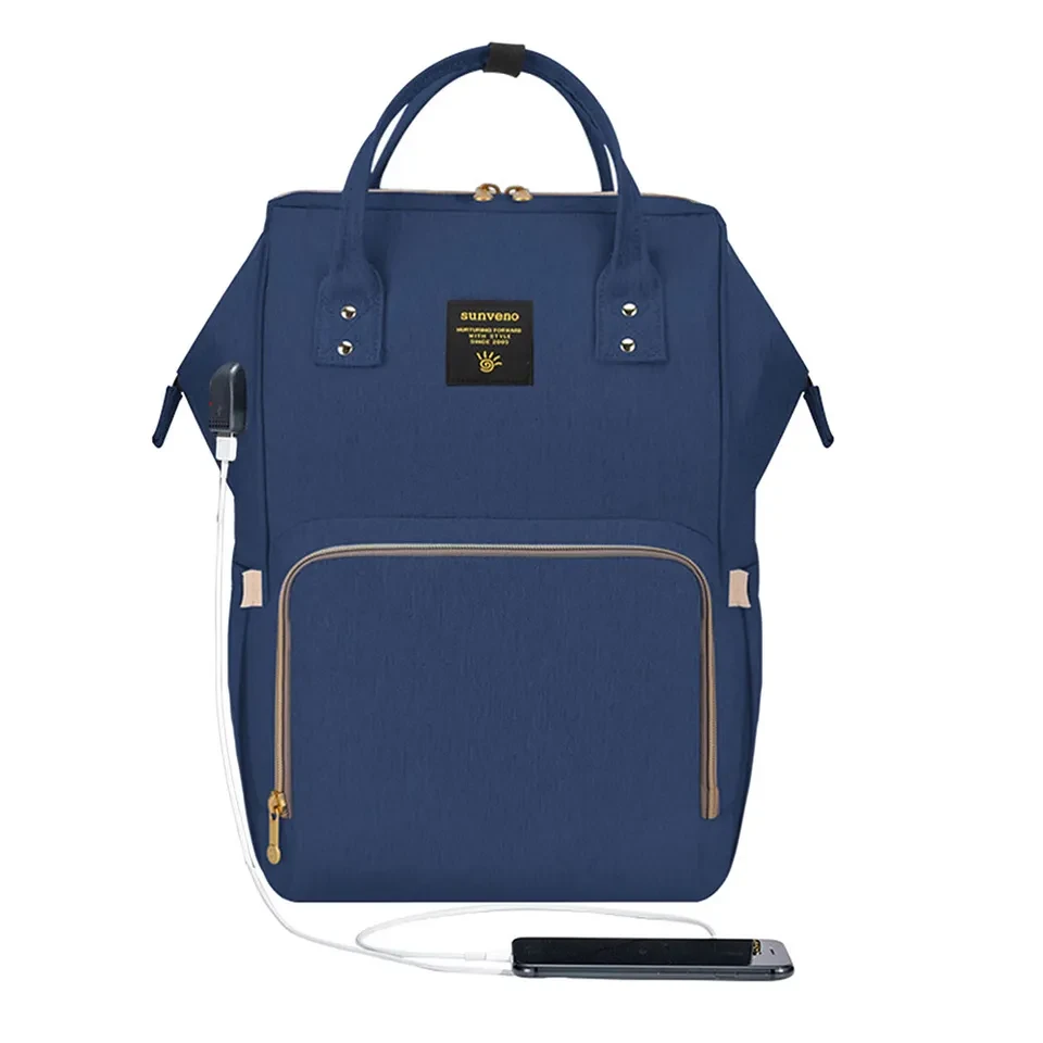Diaper Bag with USB - Navy Blue