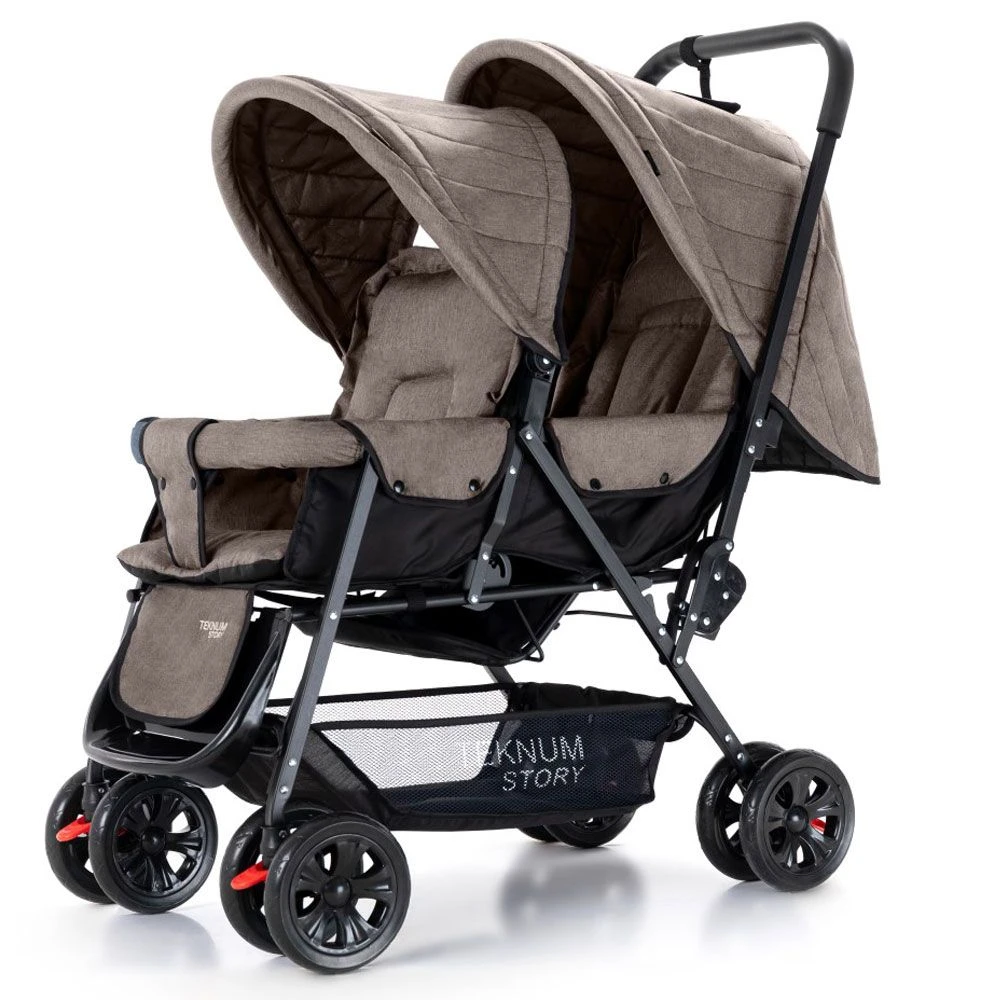 Double Baby Stroller - Khaki