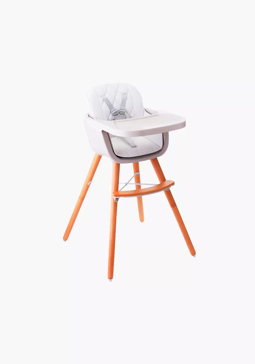 Premium Dual Height Wooden High Chair - White