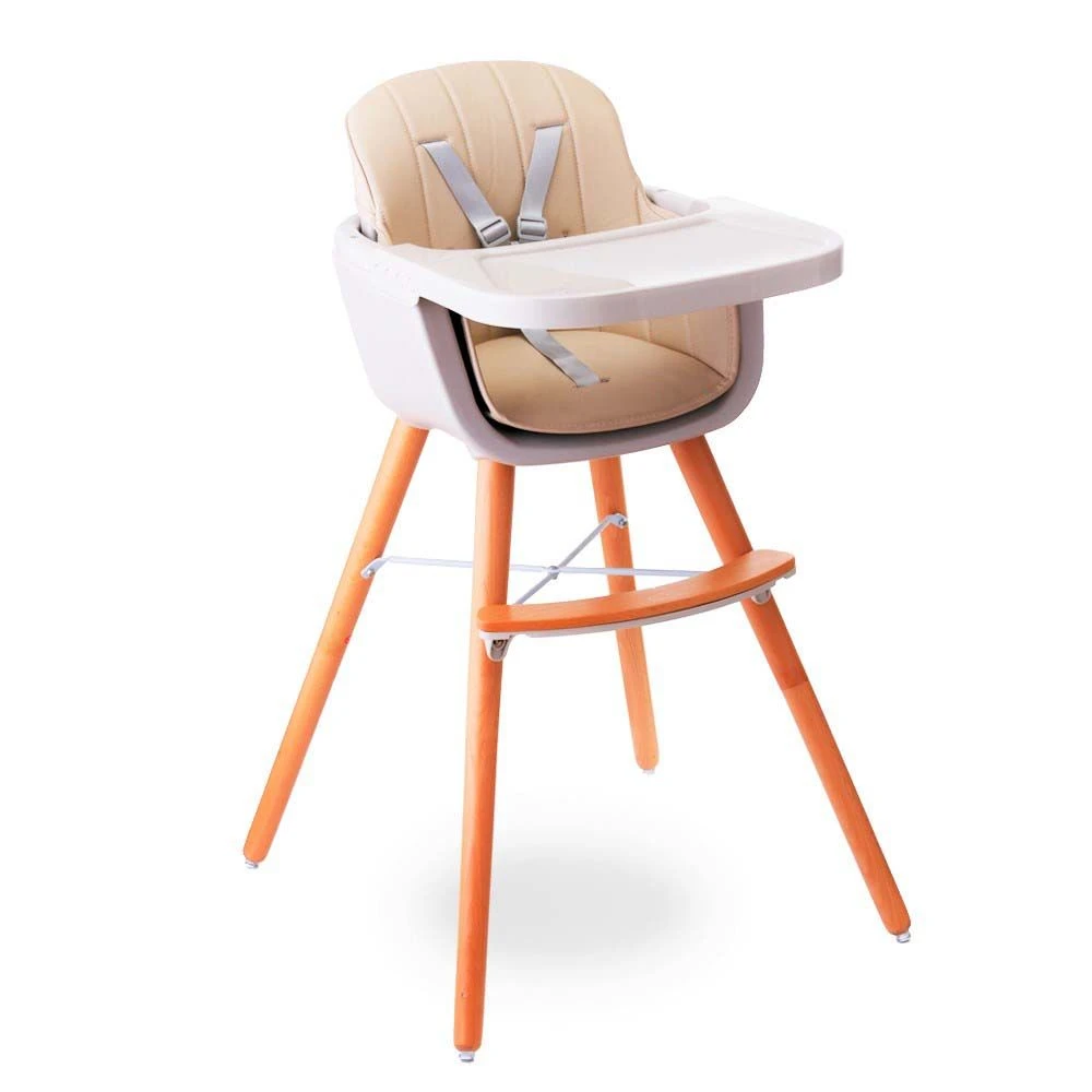 Premium Dual Height Wooden High Chair - Ivory