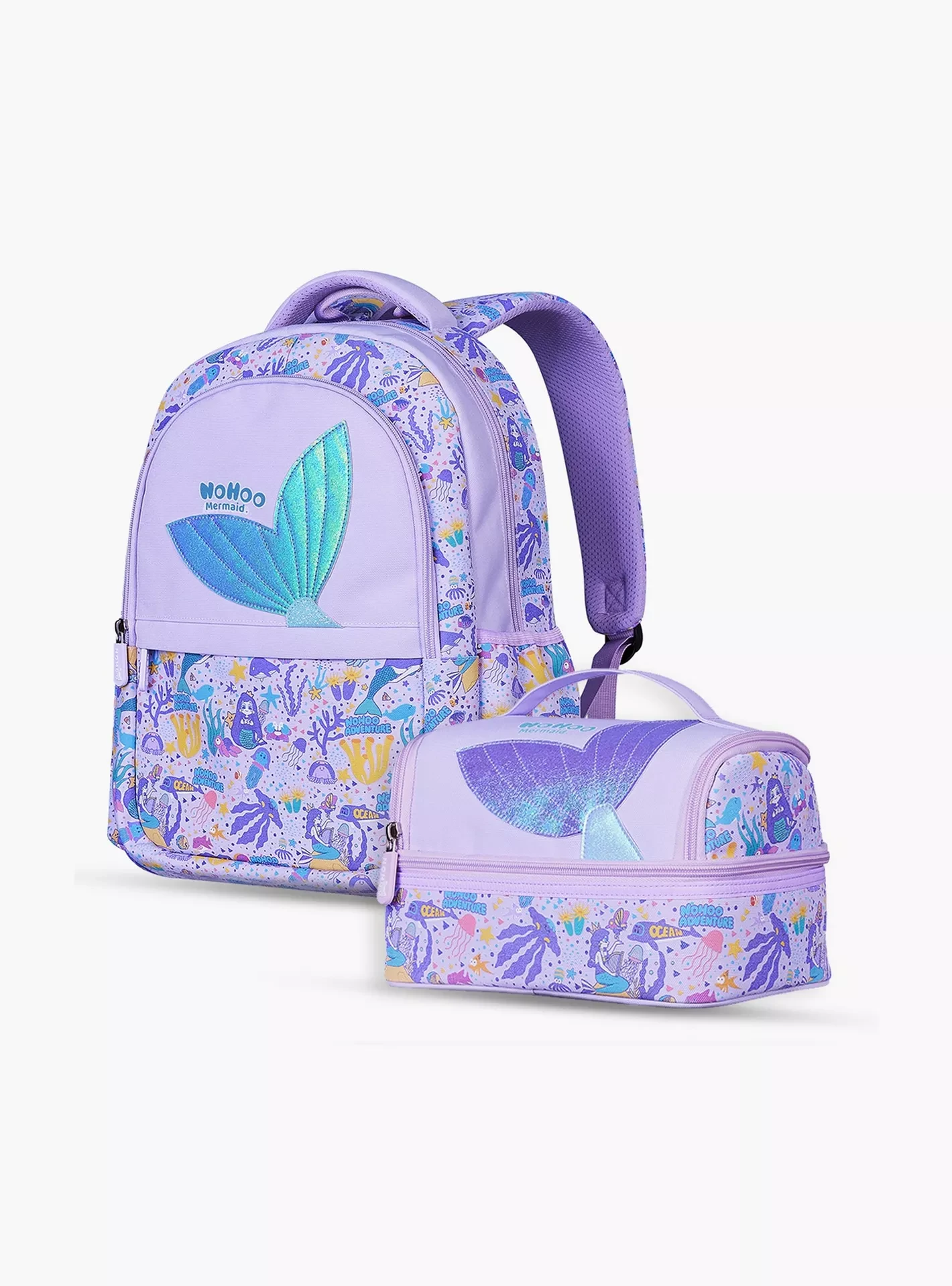 16 Inch School Bag with Lunch Bag and Pencil Case (Set of 3) Mermaid