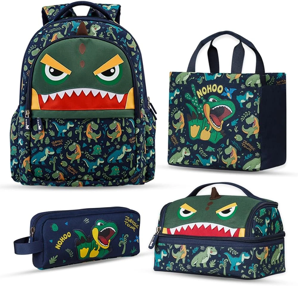 16 Inch School Bag with Pencil Case Combo Dino - Green