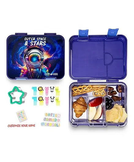 Kids 6 & 4 Convertible Bento Lunch Box with Sandwich Cutter Set - Space