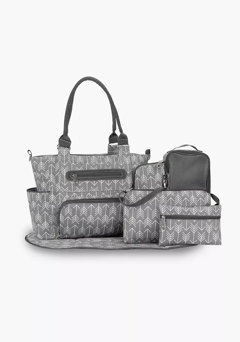 diaper bag set of 6 with hooks - Black