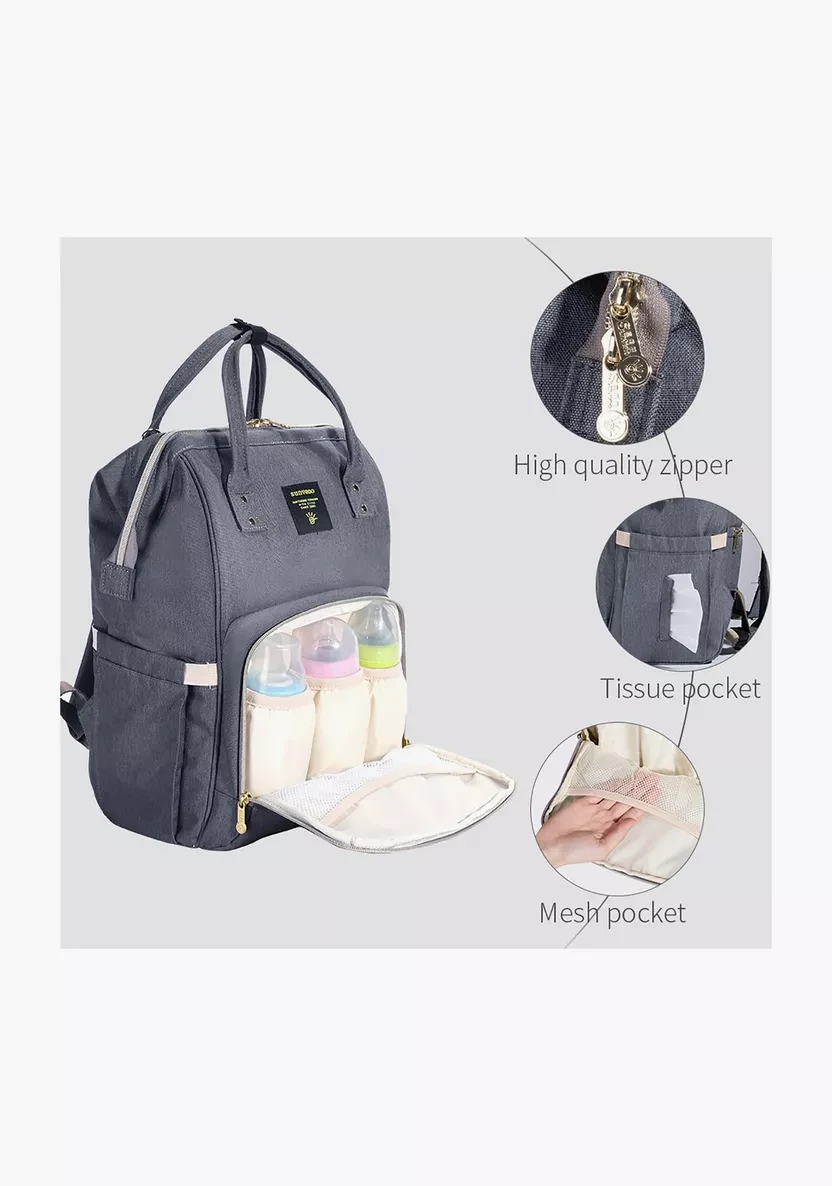 Diaper Bag with USB - Grey + Hooks