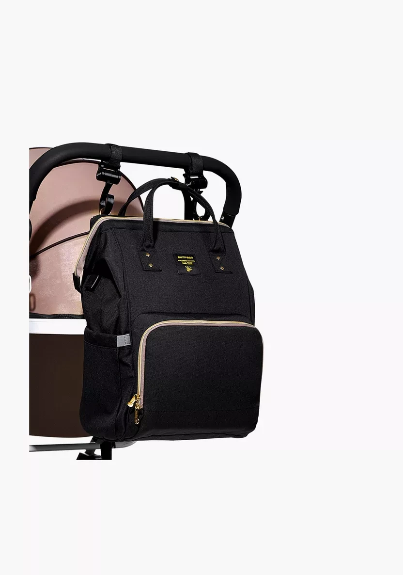 Diaper Bag with USB - Black + Hooks