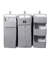 Baby Bedside Portable Crib Organizer - Grey
