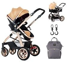 3 in 1 stroller - Khaki + Sunveno Diaper Bag + Hooks