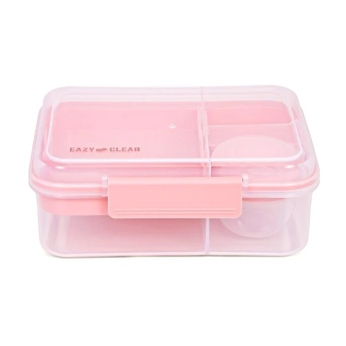 3/4/5 Compartment Convertible 1650ml Bento Lunch Box with 150ml Pink