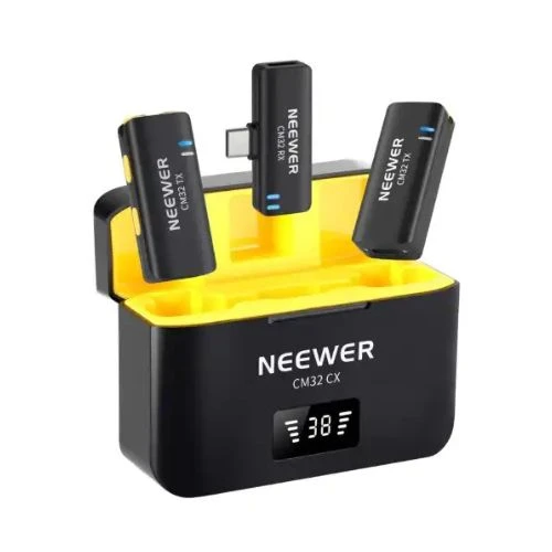 NEEWER CM32 Wireless Lavalier Microphone for USB-C Devices – Dual Mic, Plug-and-Play, Noise Reduction
