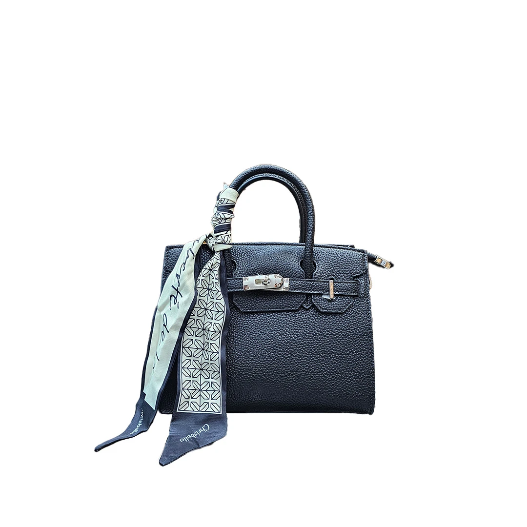Chrisbella Elegant Blue Leather Scarf-Tote Bag
