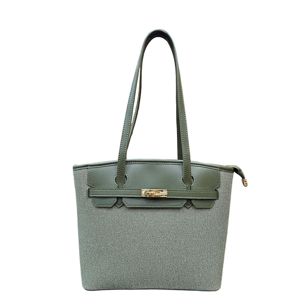 Elegant Olive Green Textured Tote Bag for Women