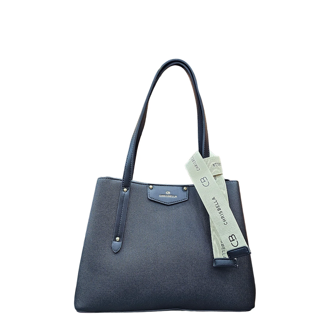 Chrisbella Elegant Textured Shoulder Bag – Navy Blue