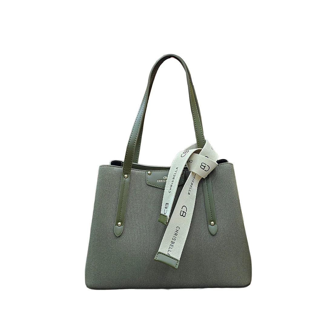 Chrisbella Sophisticated Textured Shoulder Bag – Olive Green