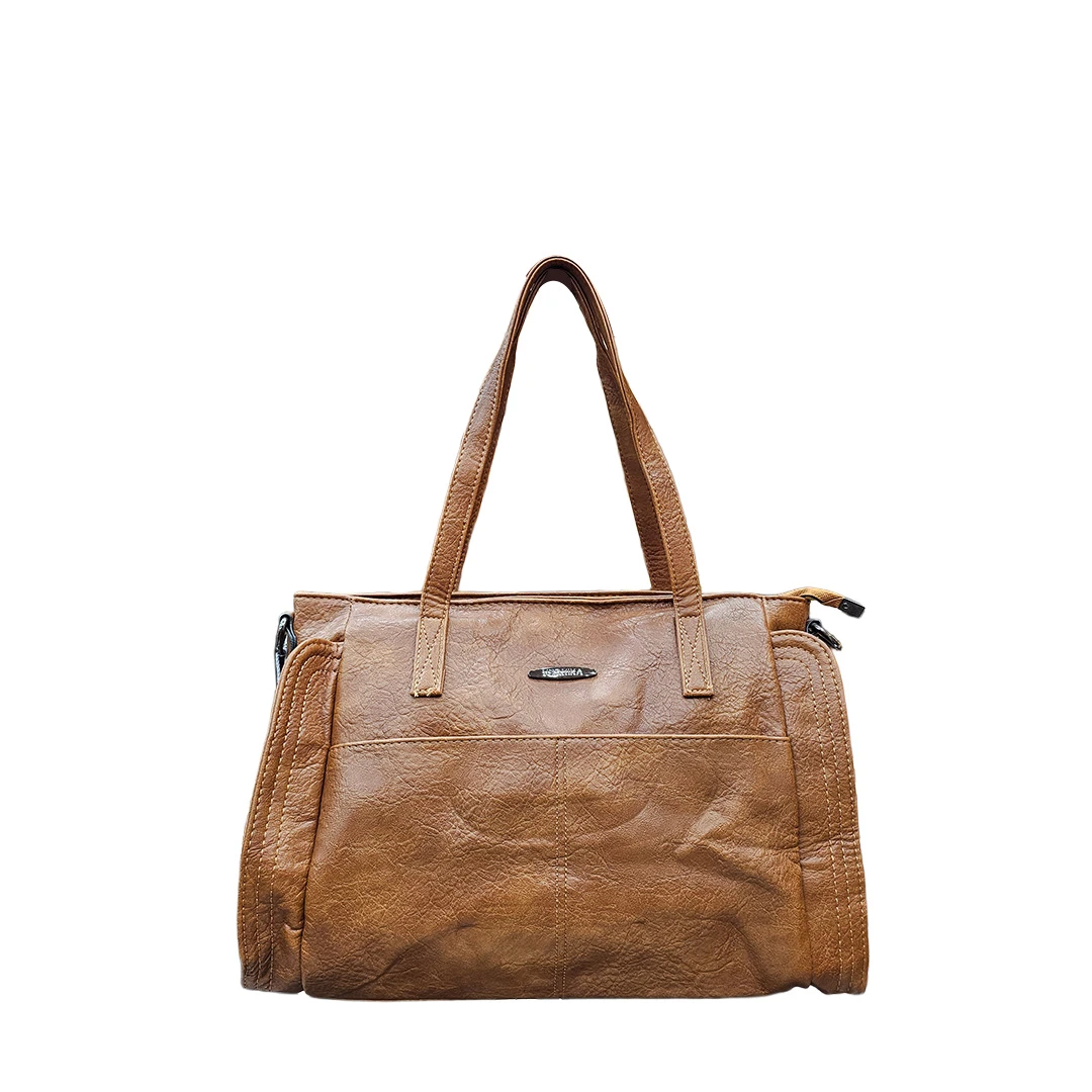 Chrisbella Vintage-Style Soft Shoulder Bag – Tan Brown