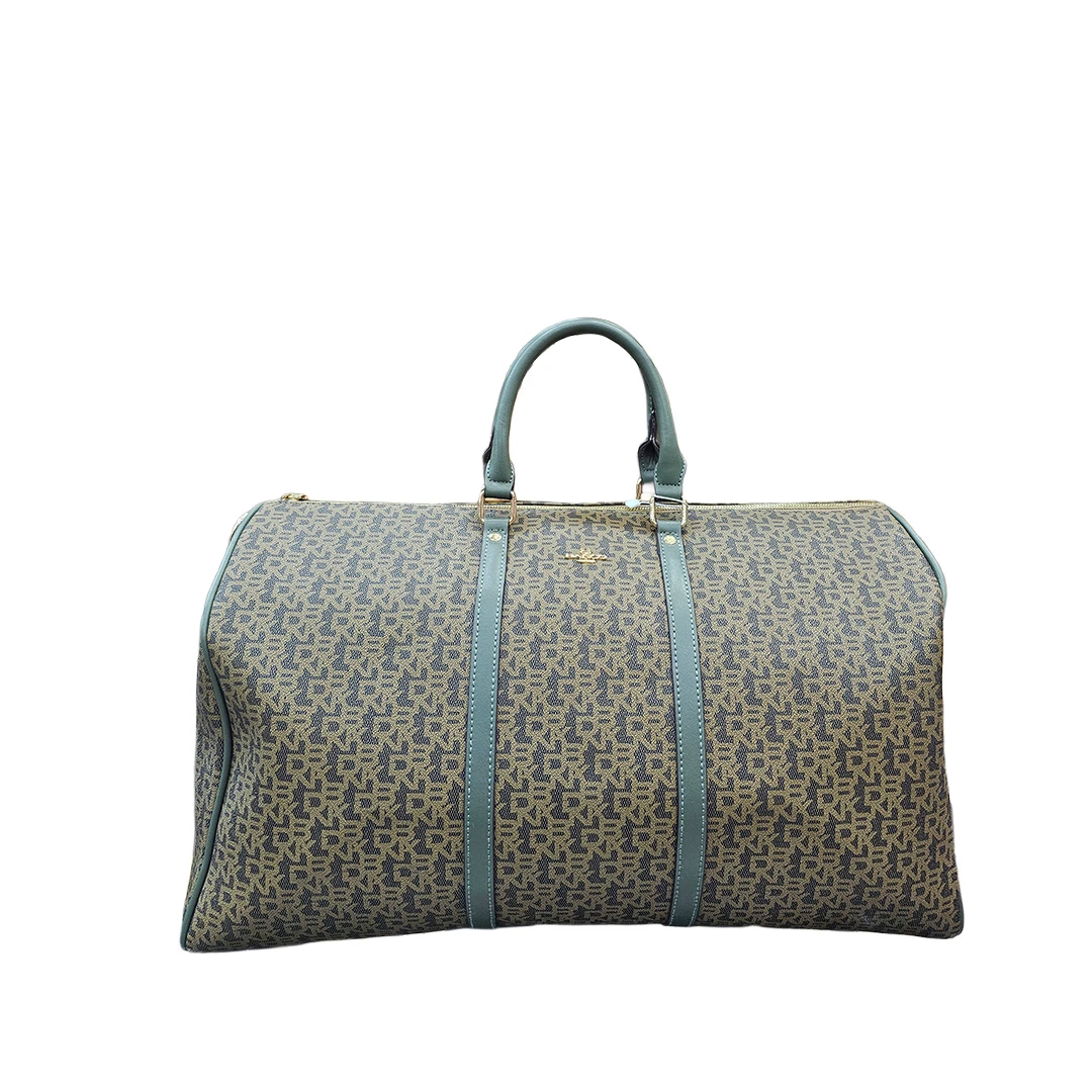 RR Signature Monogram Canvas Travel Bag – Green Trim