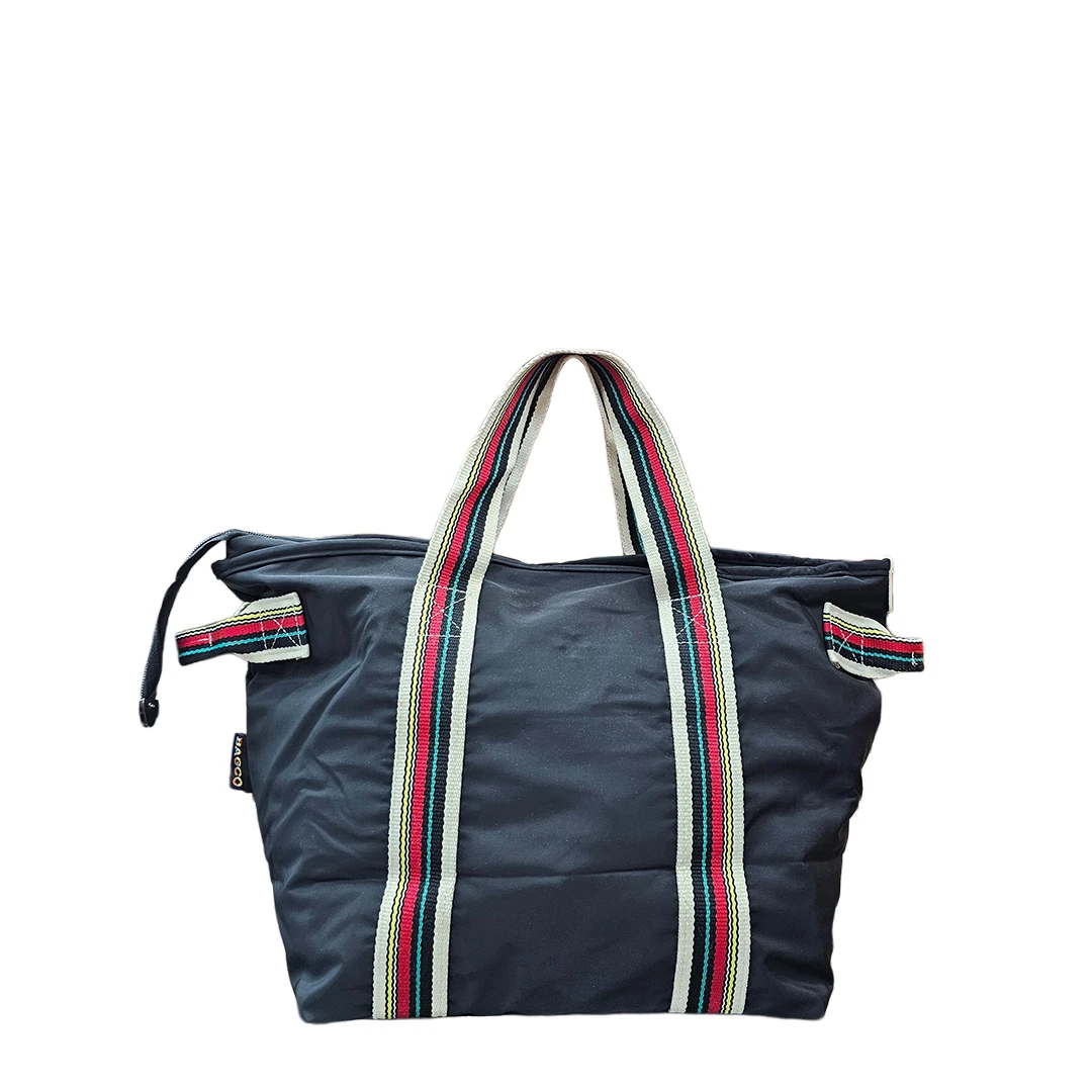 LUPOO Casual Nylon Tote Bag – Black with Multicolor Straps