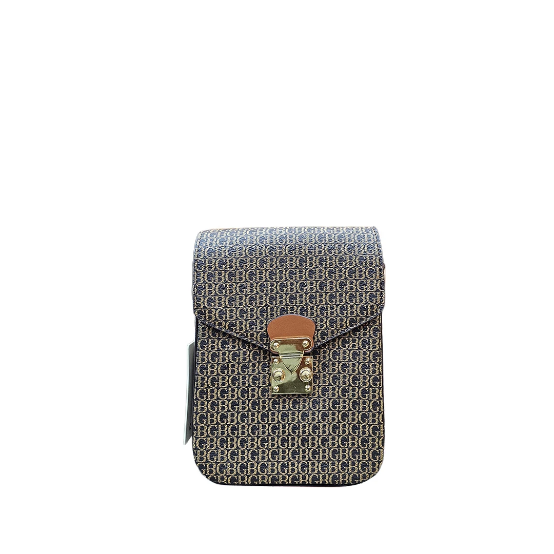 GBG Monogram Mini Crossbody Pouch – Navy & Tan