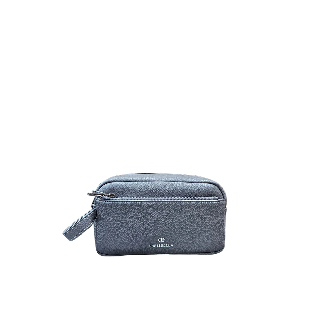 Chrisbella Dual-Zip Mini Pouch – Muted Grey