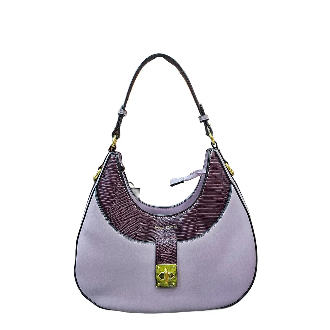 Chrisbella Lavender & Burgundy Curved Shoulder Bag