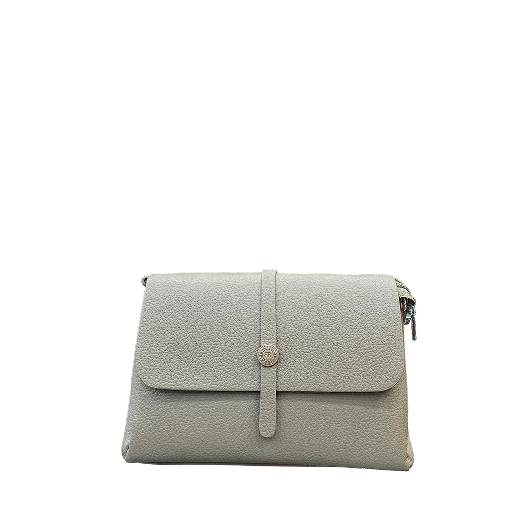 Chrisbella Light Grey Crossbody Clutch Bag with Button Strap