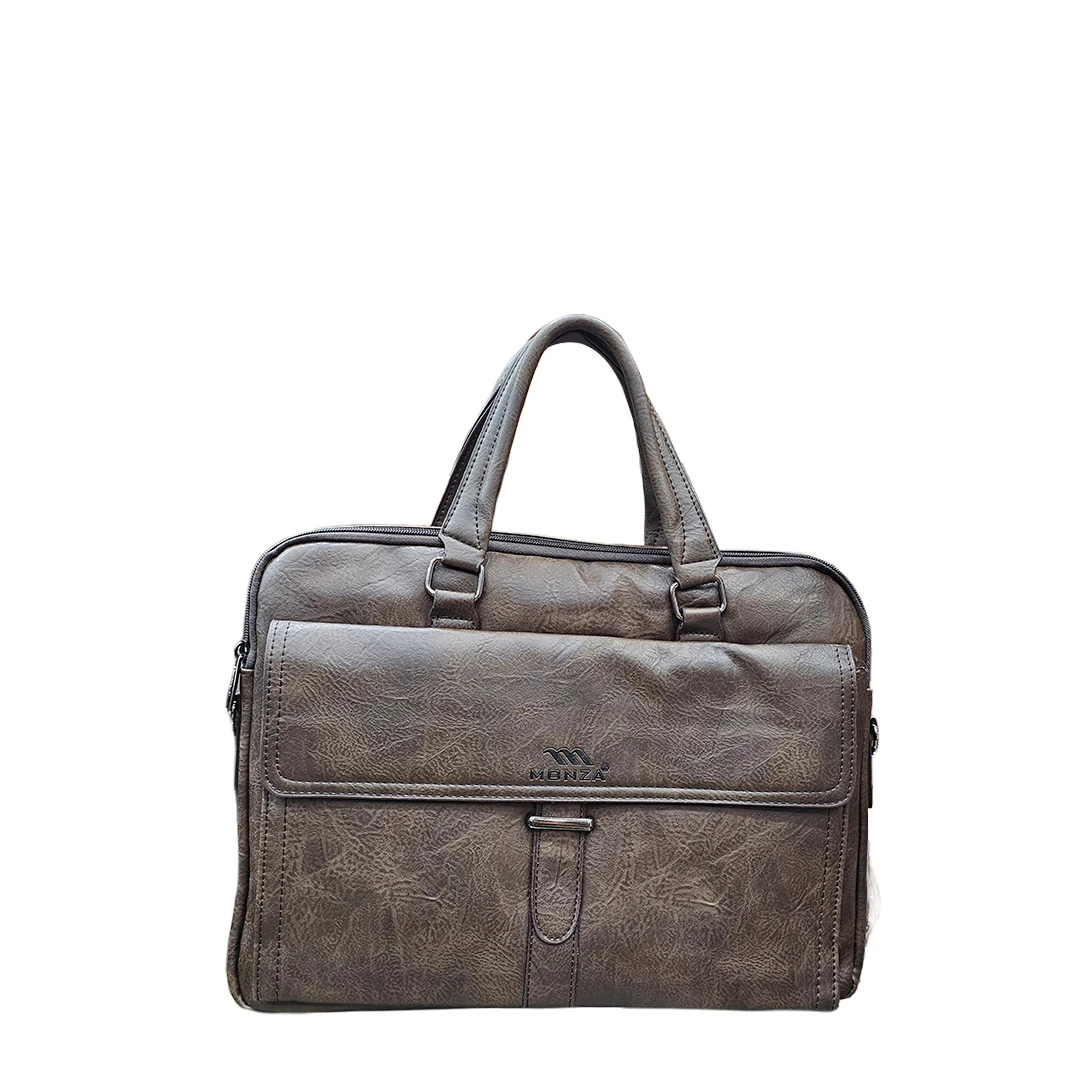 MONZA Rustic Texture Office Briefcase – Vintage Grey-Brown
