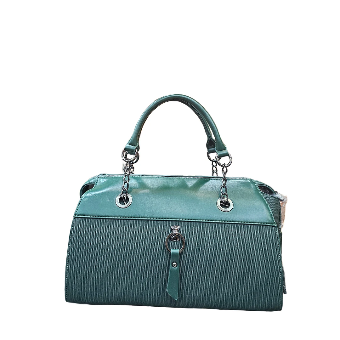 Chrisbella Teal Green Chain Handle Satchel Bag