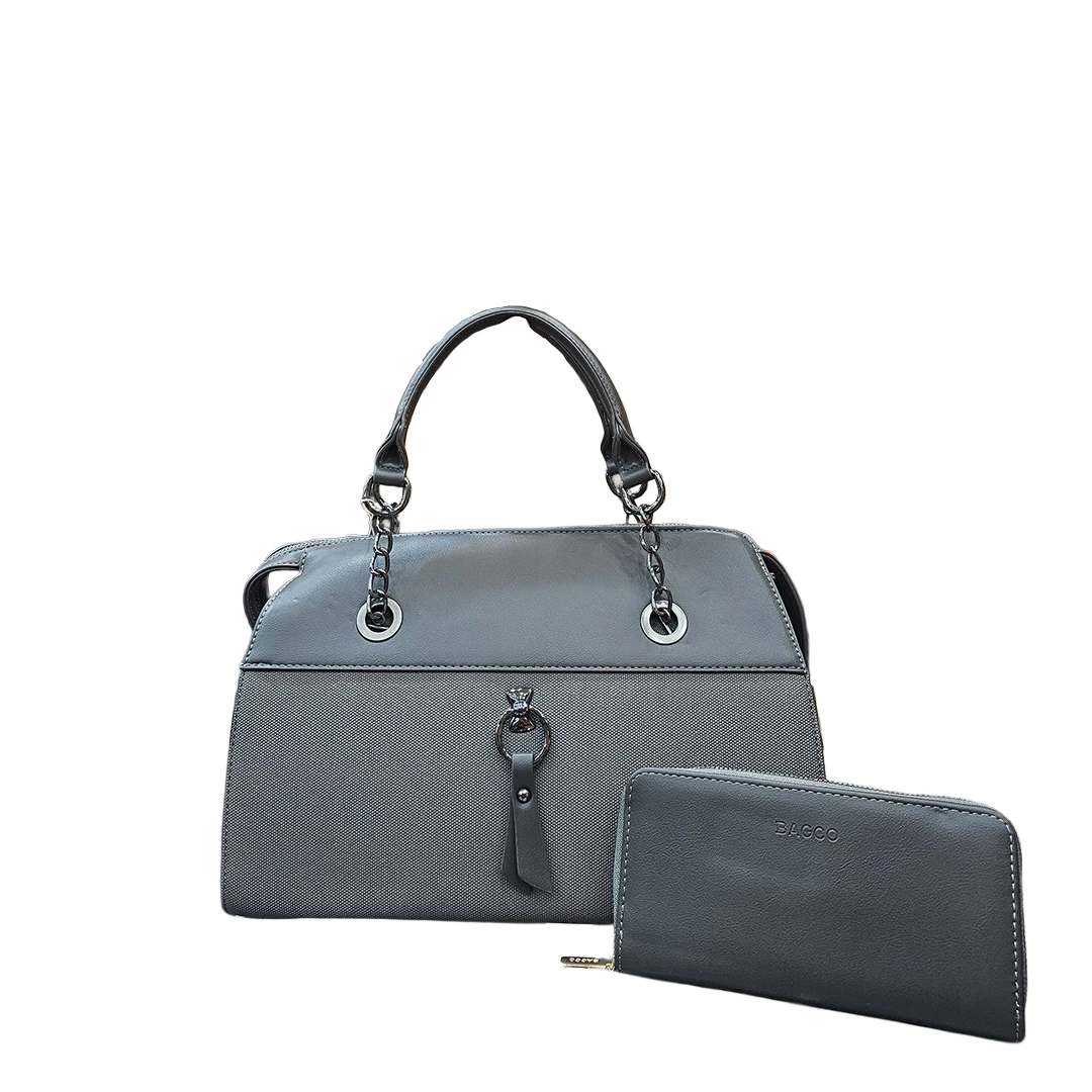 Chrisbella Grey Chain Handle Handbag with Wallet