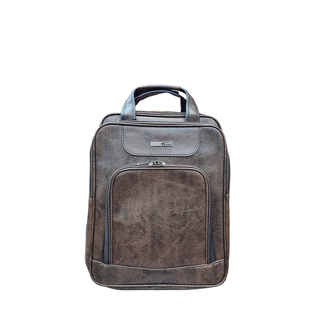 Para John Vertical Faux Leather Backpack – Vintage Brown Travel Bag