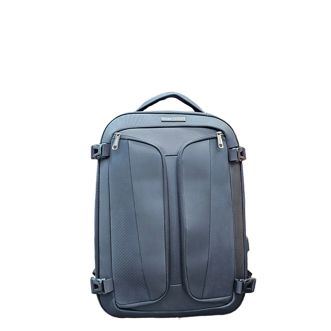 Para John Dark Grey Structured Travel Backpack – Dual Vertical Front Zips