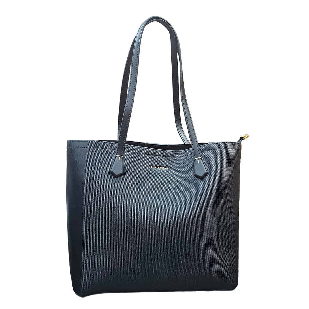 Chrisbella Black Structured Tote Handbag