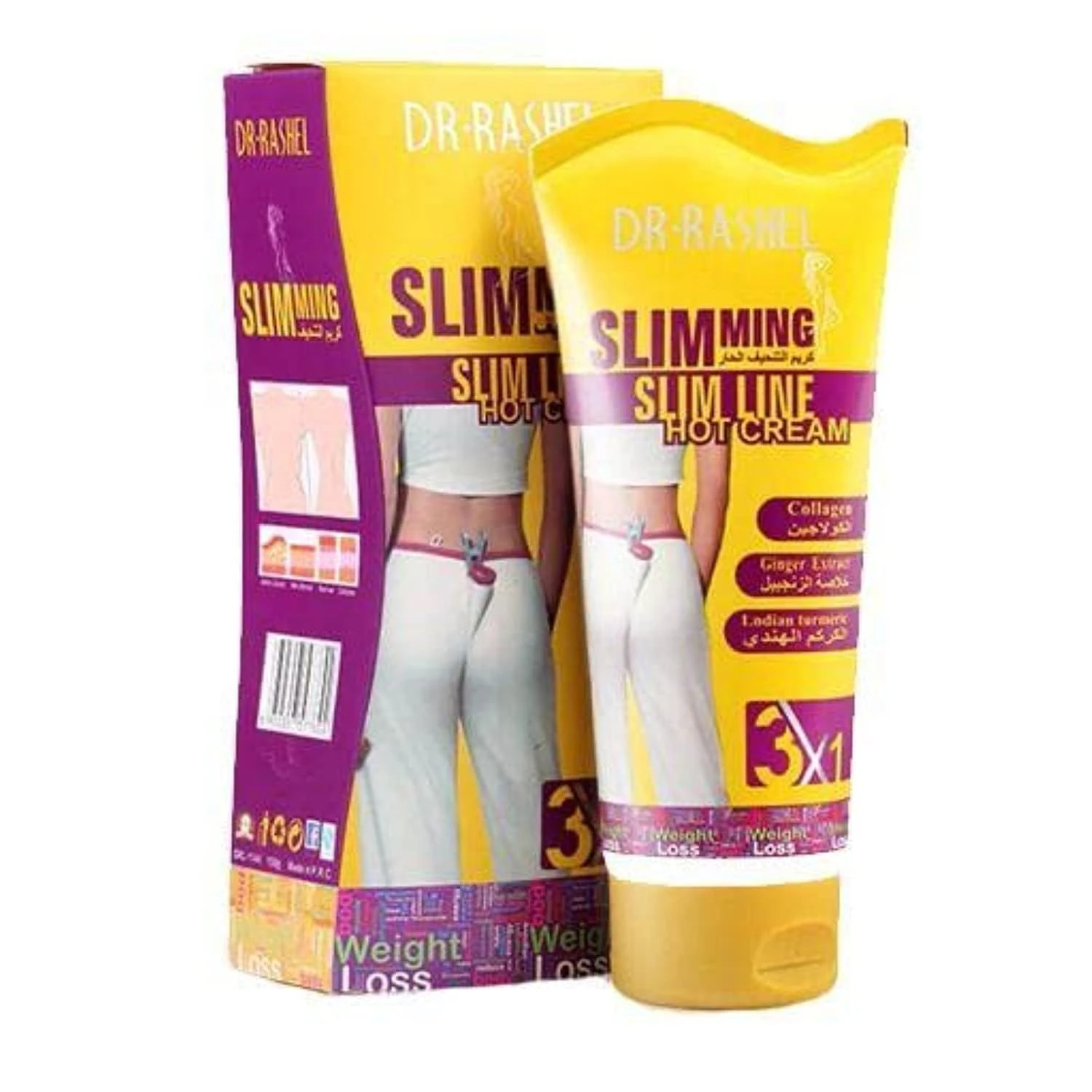 Dr.Rashel Slimming Slim Line Hot Cream with Ginger Extract Collagen & Turmeric For Slim Fit - 150gms